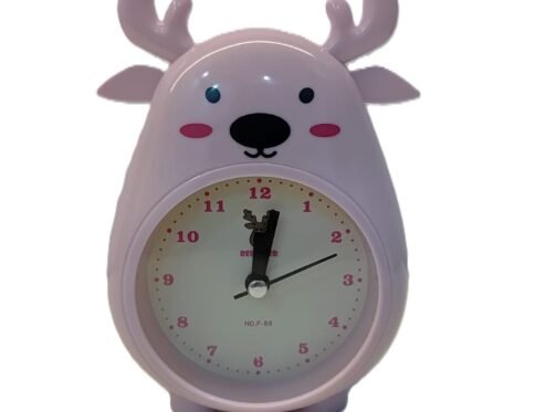 Penguin Kids Table Alarm Clock Round Shape for 5-16 Year Old Kids (Pink)