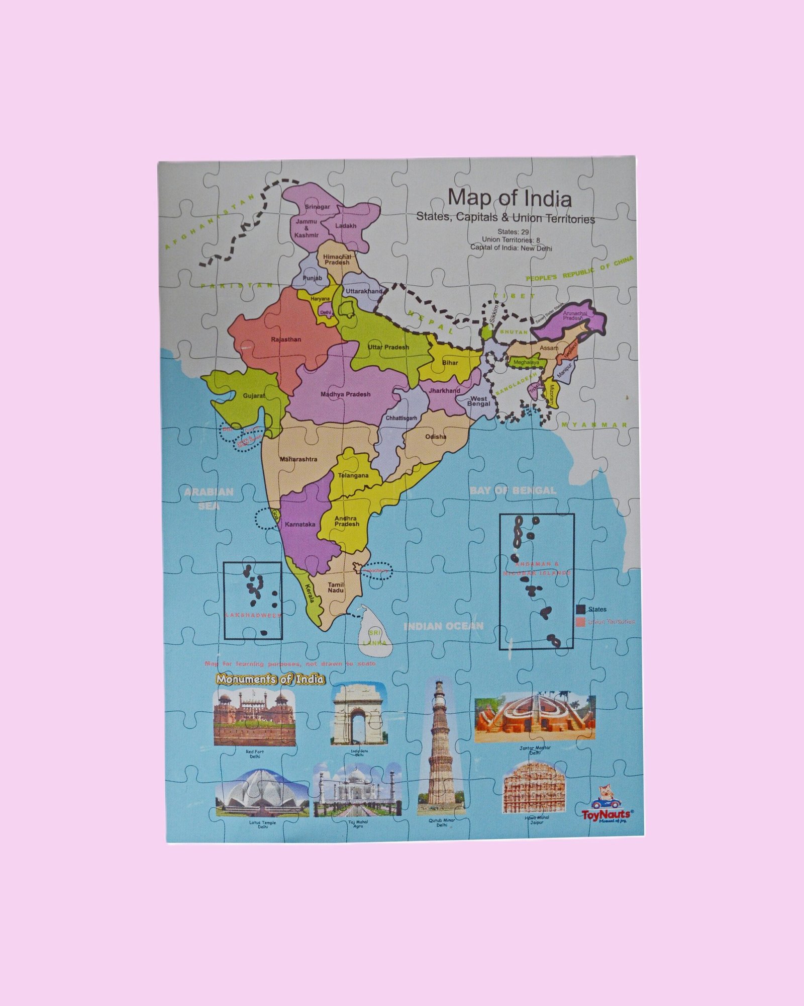 India Map Wooden Puzzle , 80 Pieces